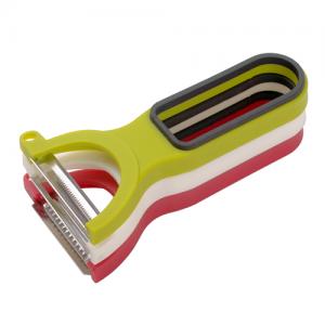 3 PCS Triple Daily Stackable Straight Serrated Julienne Veggie Carrot Potato Handy Peeler Set 