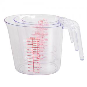 3 PCS Clear Liquid Resin Plastic Measuring Cups Kitchen with Oz ml Measurement