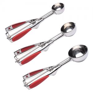 4 / 5 / 6mm 3 pcs Ice-cream Cookie Portion Scoops with Silicone Grips