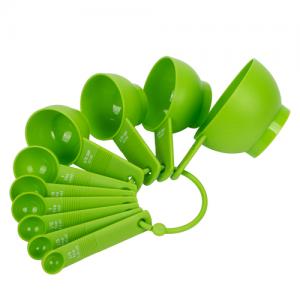 10 PCS Green Plastic PP Measuring Cups and Spoons for Sauce and Powder