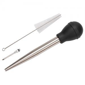 Premium Food Grade Stainless Steel Grilling Meat BBQ Roasting Syringe Baster Set with Cleaning Brush